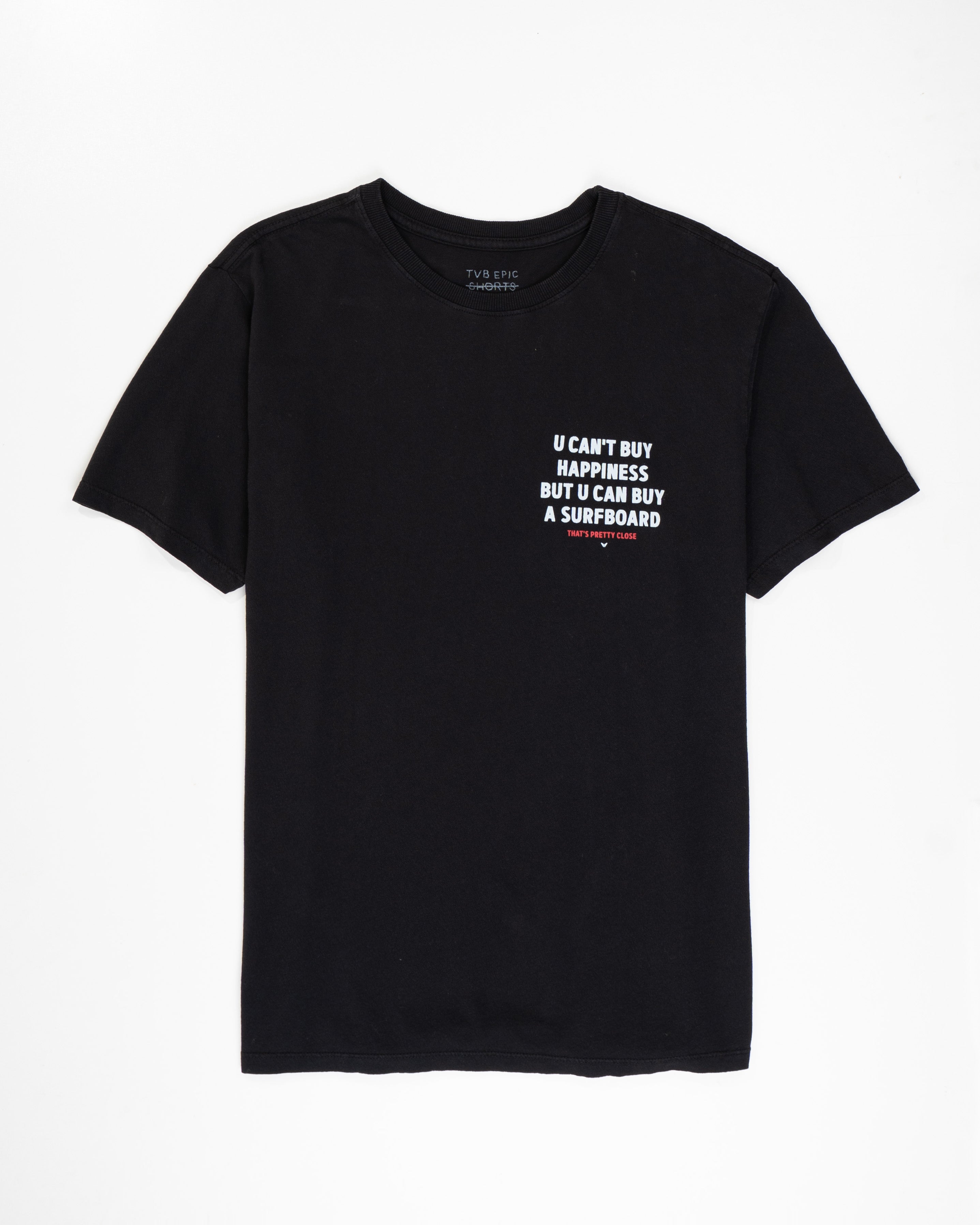 T-shirt Happy Surf Board Preto Crepe